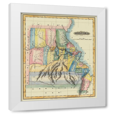 Missouri - Lucas 1823 White Modern Wood Framed Art Print by Lucas