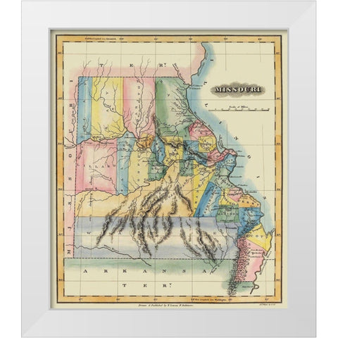 Missouri - Lucas 1823 White Modern Wood Framed Art Print by Lucas