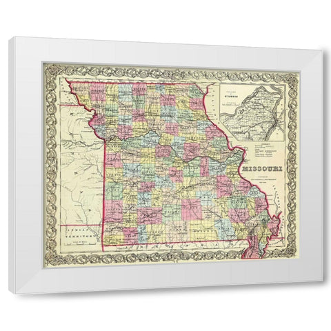 Missouri - Colton 1855 White Modern Wood Framed Art Print by Colton