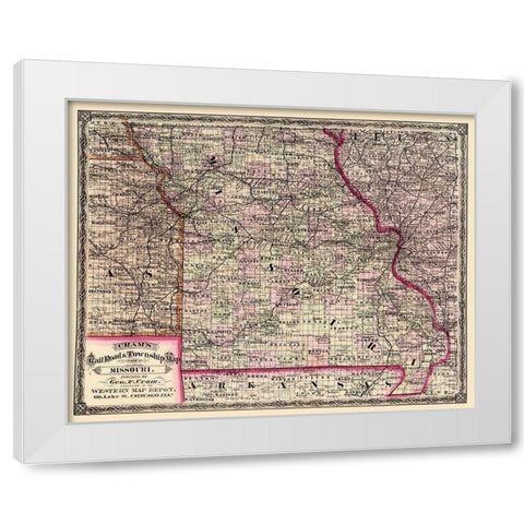 Missouri - Cram 1875 White Modern Wood Framed Art Print by Cram