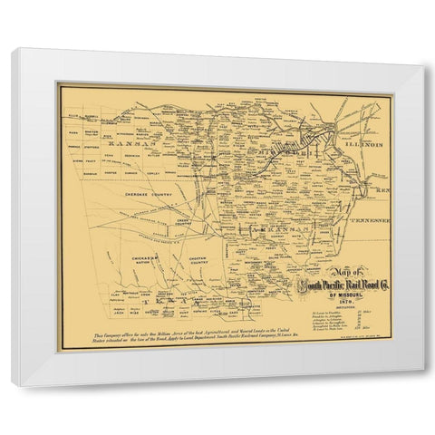 Missouri Southern Pacific Railroad Co - Gast 1870 White Modern Wood Framed Art Print by Gast
