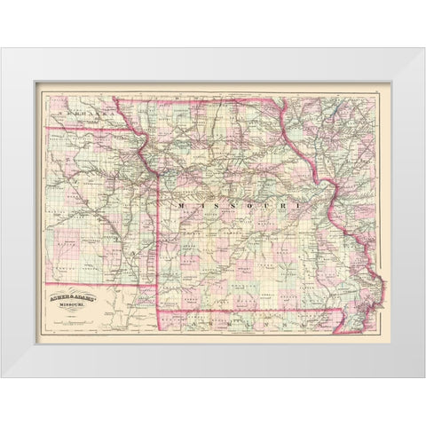 Missouri - Asher  1874 White Modern Wood Framed Art Print by Asher