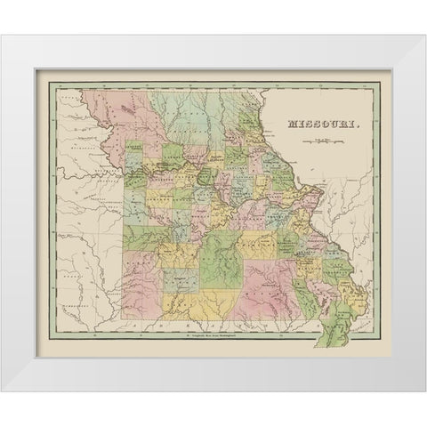 Missouri - Wiley and Putnam 1838 White Modern Wood Framed Art Print by Wiley