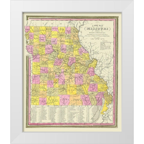 Missouri - Mitchell 1846 White Modern Wood Framed Art Print by Mitchell
