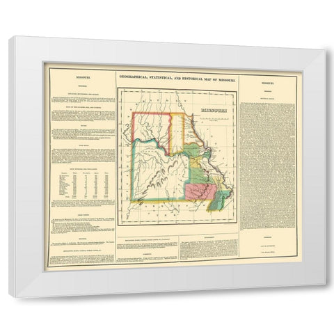 Missouri Geographical, Statistical, Historical White Modern Wood Framed Art Print by Carey