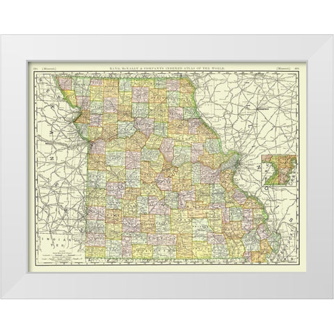 Missouri - Rand McNally 1897 White Modern Wood Framed Art Print by Rand McNally