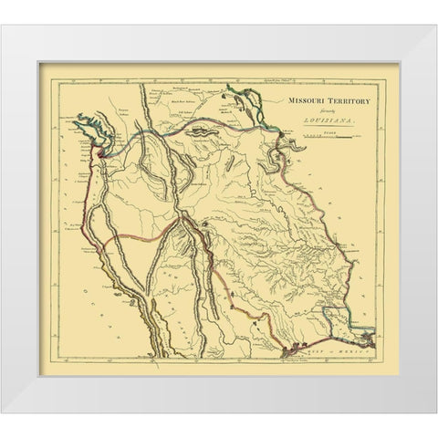 Missouri Territory, Portion of Louisiana Purchase White Modern Wood Framed Art Print by Carey