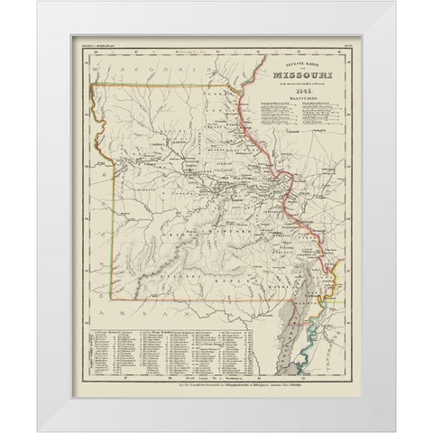 Missouri - Meyer 1845 White Modern Wood Framed Art Print by Meyer