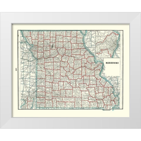 Missouri - Rathbun 1893 White Modern Wood Framed Art Print by Rathbun