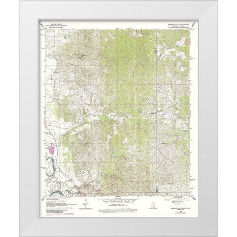 South West Baxterville Mississippi Quad - USGS White Modern Wood Framed Art Print by USGS