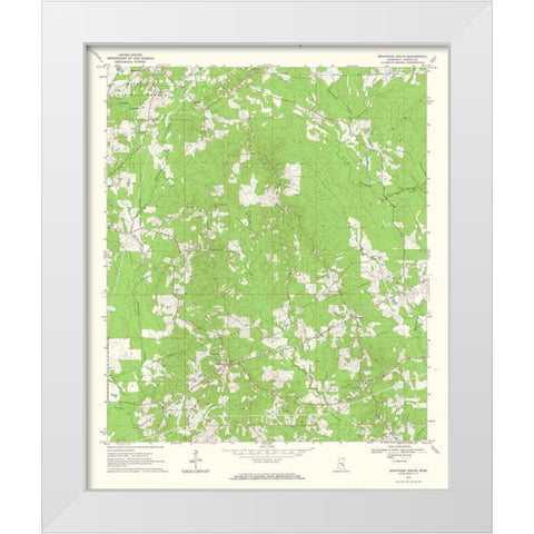 South Montrose Mississippi Quad - USGS 1970 White Modern Wood Framed Art Print by USGS