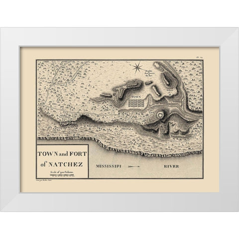 Natchez Mississippi - Collot 1796 White Modern Wood Framed Art Print by Collot