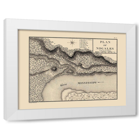 Nogales Mississippi - Collot 1796 White Modern Wood Framed Art Print by Collot