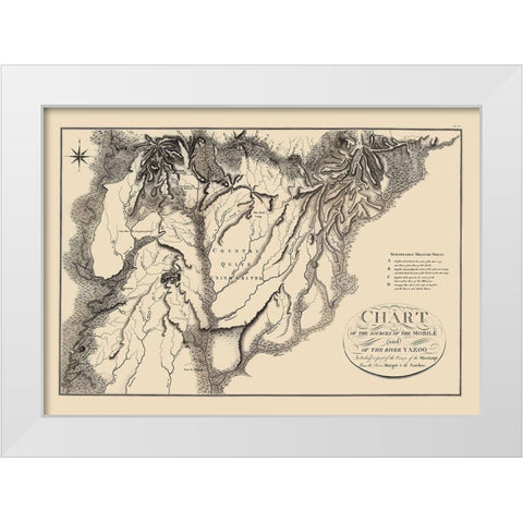 Mobile Yazoo River Source - Collot 1796 White Modern Wood Framed Art Print by Collot