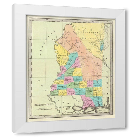 Mississippi - Burr 1835 White Modern Wood Framed Art Print by Burr
