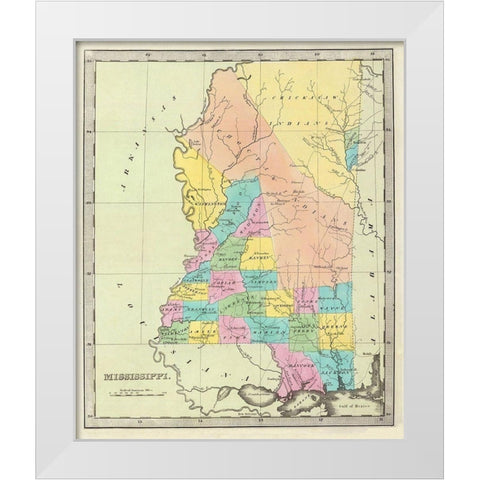 Mississippi - Burr 1835 White Modern Wood Framed Art Print by Burr