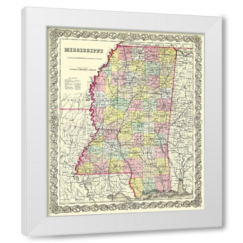 Mississippi - Colton 1855 White Modern Wood Framed Art Print by Colton