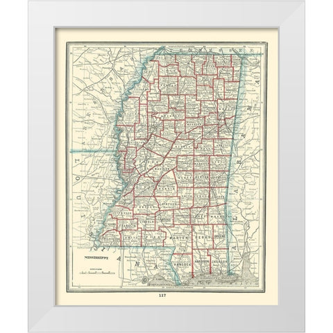 Mississippi - Rathbun 1893 White Modern Wood Framed Art Print by Rathbun