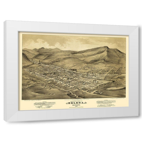 Helena Montana - Wells 1875 White Modern Wood Framed Art Print by Wells