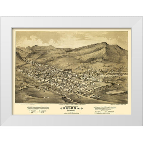 Helena Montana - Wells 1875 White Modern Wood Framed Art Print by Wells