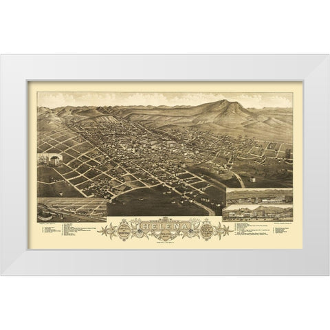 Helena Montana - Stoner 1883 White Modern Wood Framed Art Print by Stoner