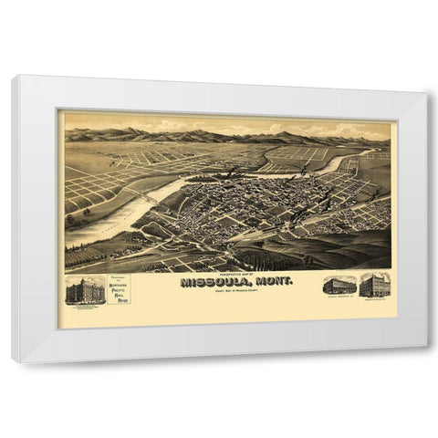 Missoula Montana - American Pub Co 1891 White Modern Wood Framed Art Print by American Pub Co