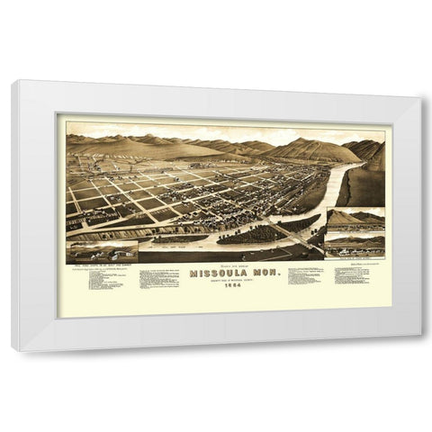 Missoula Montana - Stoner 1884 White Modern Wood Framed Art Print by Stoner