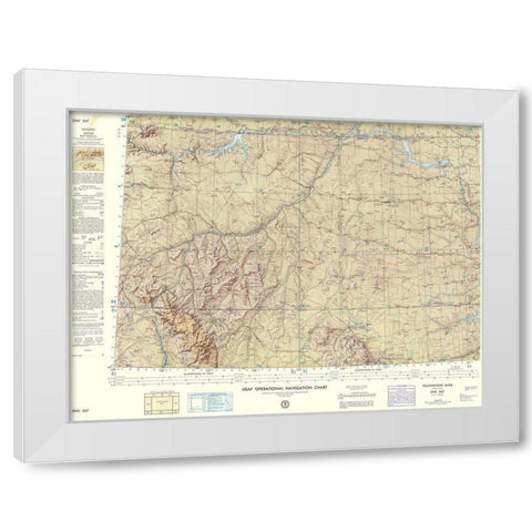 Yellowstone River Montana Aeronautical Sheet White Modern Wood Framed Art Print by USAF