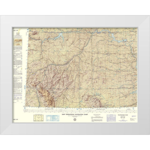 Yellowstone River Montana Aeronautical Sheet White Modern Wood Framed Art Print by USAF