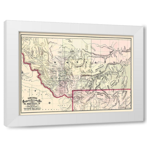 Montana Territory - Cram 1875 White Modern Wood Framed Art Print by Cram