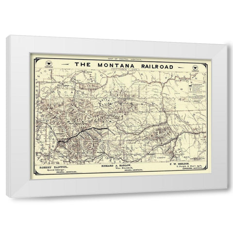 Montana Railroad - Polley 1899 White Modern Wood Framed Art Print by Polley