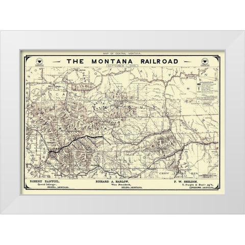 Montana Railroad - Polley 1899 White Modern Wood Framed Art Print by Polley