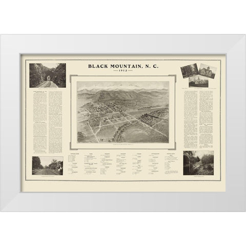 Black Mountain North Carolina - Fowler 1912 White Modern Wood Framed Art Print by Fowler