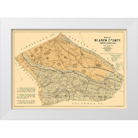 Bladen County North Carolina - Mc Duffie 1885  White Modern Wood Framed Art Print by Mc Duffie