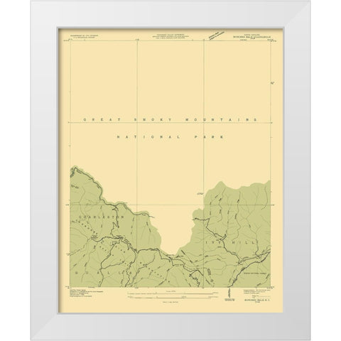 Bunches Bald North Carolina Quad - USGS 1935 White Modern Wood Framed Art Print by USGS