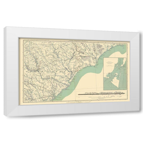 Entrance to Cape Fear River Topographical White Modern Wood Framed Art Print by Bien