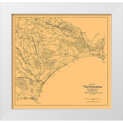 Cape Lookout to Cape Fear, North Carolina 1864 White Modern Wood Framed Art Print by USCS