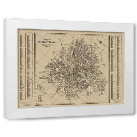 Charlotte, Street Guide North Carolina - 1935 White Modern Wood Framed Art Print by City Engineer