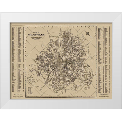 Charlotte, Street Guide North Carolina - 1935 White Modern Wood Framed Art Print by City Engineer