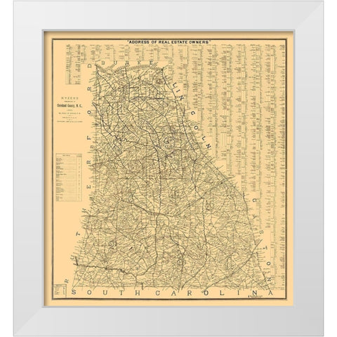 Cleveland County North Carolina - Kyzer 1886  White Modern Wood Framed Art Print by Kyzer