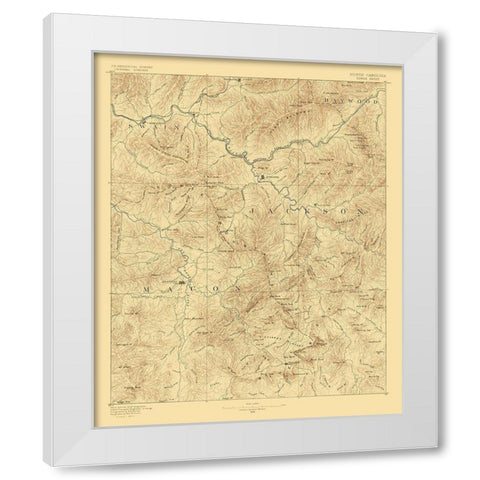 Cowee North Carolina Sheet - USGS 1886 White Modern Wood Framed Art Print by USGS