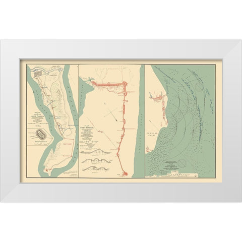 Fort Fisher Battle North Carolina - Comstock 1893 White Modern Wood Framed Art Print by Comstock
