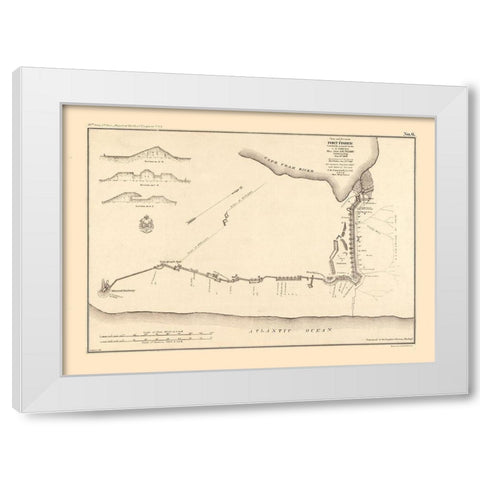 Fort Fisher North Carolina - Comstock 1865  White Modern Wood Framed Art Print by Comstock
