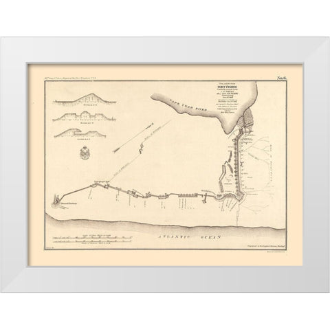 Fort Fisher North Carolina - Comstock 1865  White Modern Wood Framed Art Print by Comstock