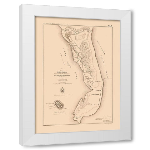 Fort Fisher North Carolina - Comstock 1863  White Modern Wood Framed Art Print by Comstock