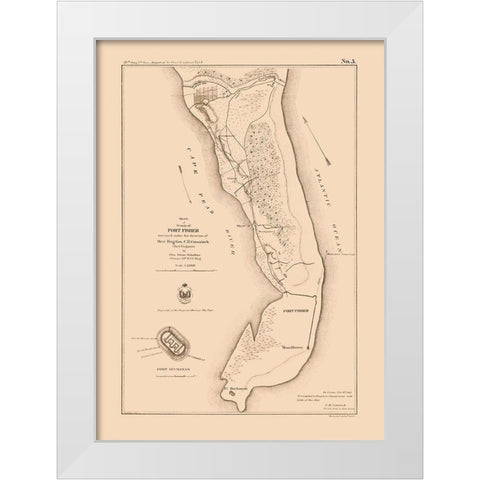 Fort Fisher North Carolina - Comstock 1863  White Modern Wood Framed Art Print by Comstock