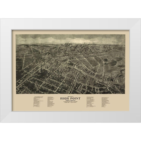 High Point North Carolina - Hart 1913 White Modern Wood Framed Art Print by Hart