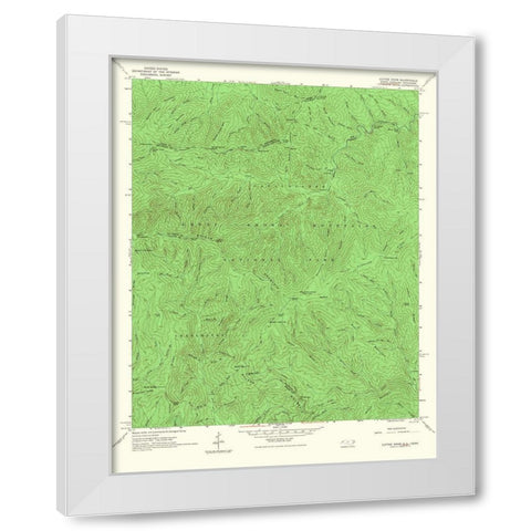 Luftee Knob North Carolina Tennessee Quad White Modern Wood Framed Art Print by USGS