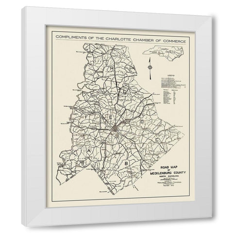 Mecklenburg North Carolina - Ross 1922 White Modern Wood Framed Art Print by Ross