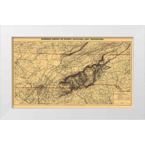 North Carolina, Tennessee Mountain Region 1865 White Modern Wood Framed Art Print by Nicholson